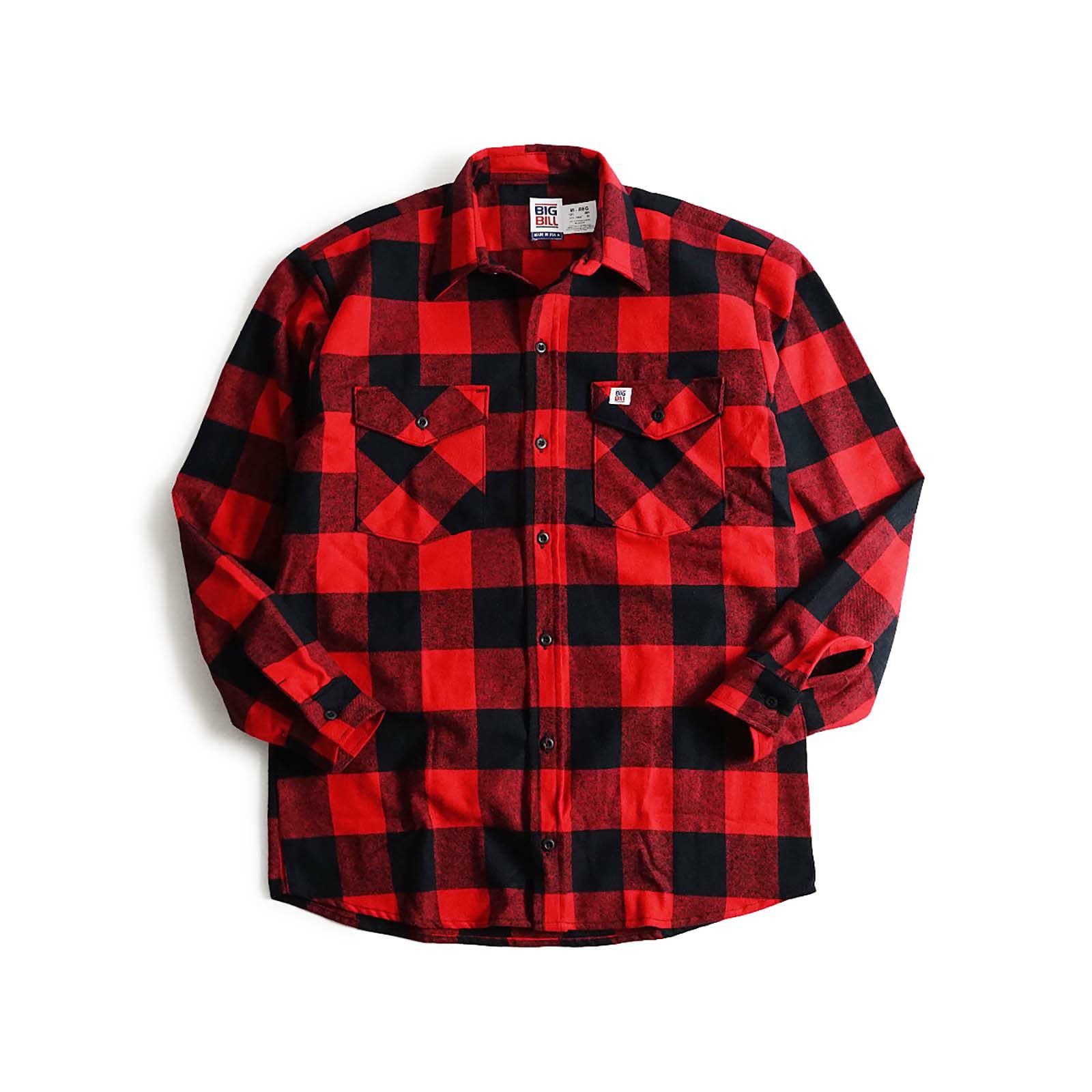 ビッグビルBIGBILL121ヘビーウェイトフランネルシャツアメリカ製カナダ製｜BRAWNYFLANNELHEAVYWEIGHTSHIRTMADEINUSA長袖シャツネルシャツメンズ9ozコットン100％綿レッドブラックホワイトグリーンブラックウォッチ