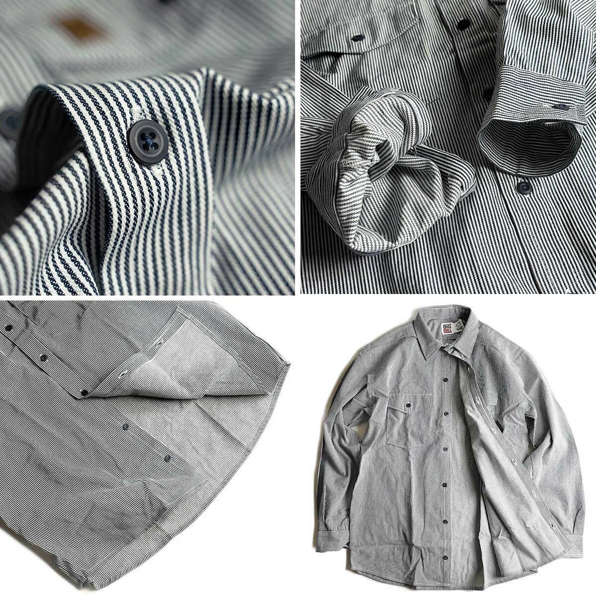 ビッグビルBIGBILL193長袖ワークシャツヒッコリーストライプアメリカ製