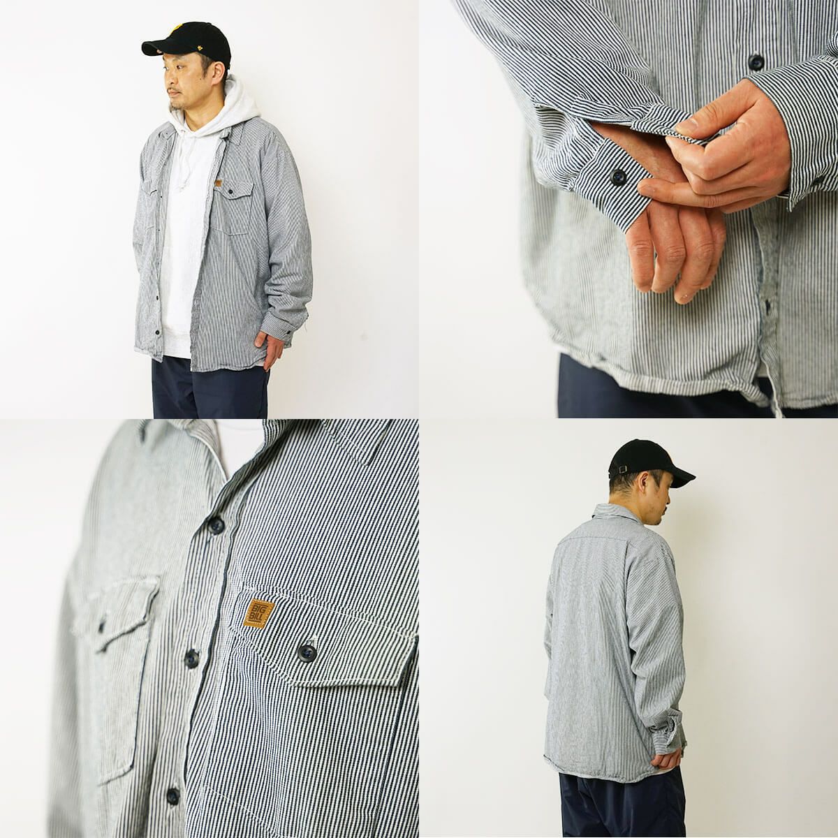 ビッグビルBIGBILL193長袖ワークシャツヒッコリーストライプアメリカ製米国製BIGSIZE