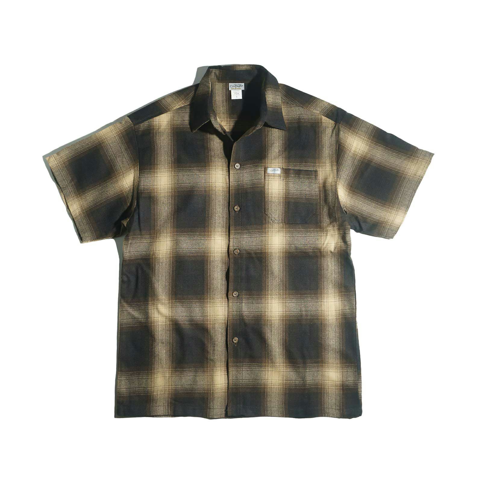キャルトップCALTOP#2000オンブレチェック半袖フランネルシャツメンズS-XXXL米国製アメリカ製MADEINUSA