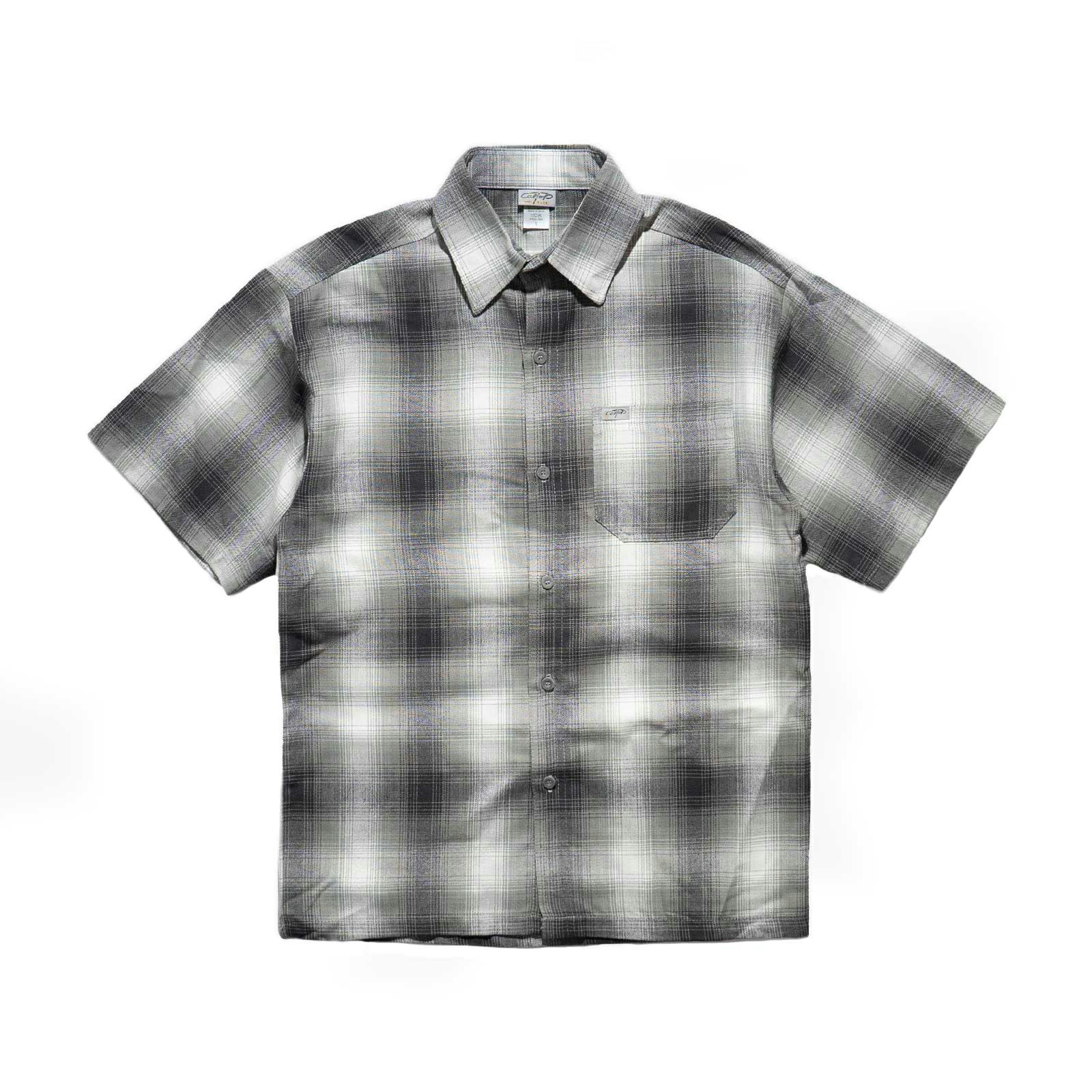 キャルトップCALTOP#2000オンブレチェック半袖フランネルシャツメンズS-XXXL米国製アメリカ製MADEINUSA