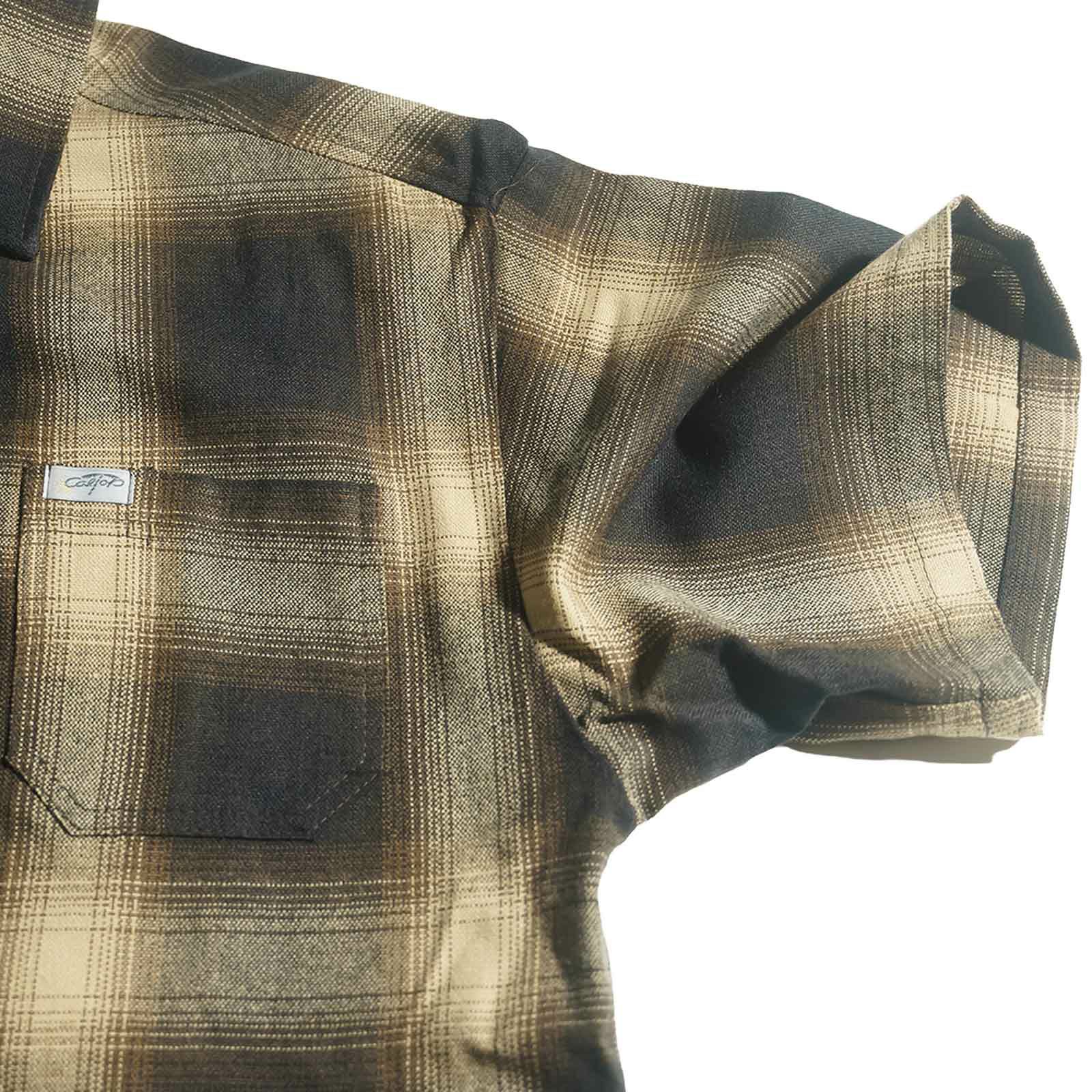 キャルトップCALTOP#2000オンブレチェック半袖フランネルシャツメンズS-XXXL米国製アメリカ製MADEINUSA