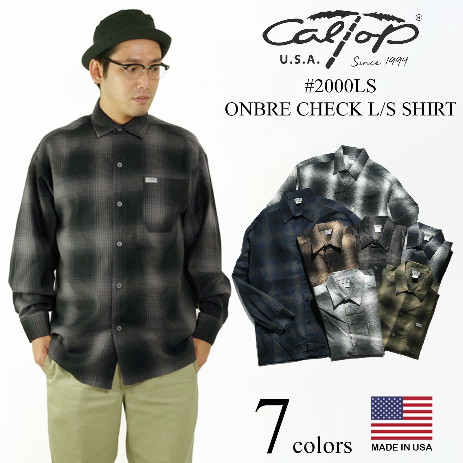 キャルトップCALTOP#2000LSオンブレチェック長袖フランネルシャツ米国製アメリカ製