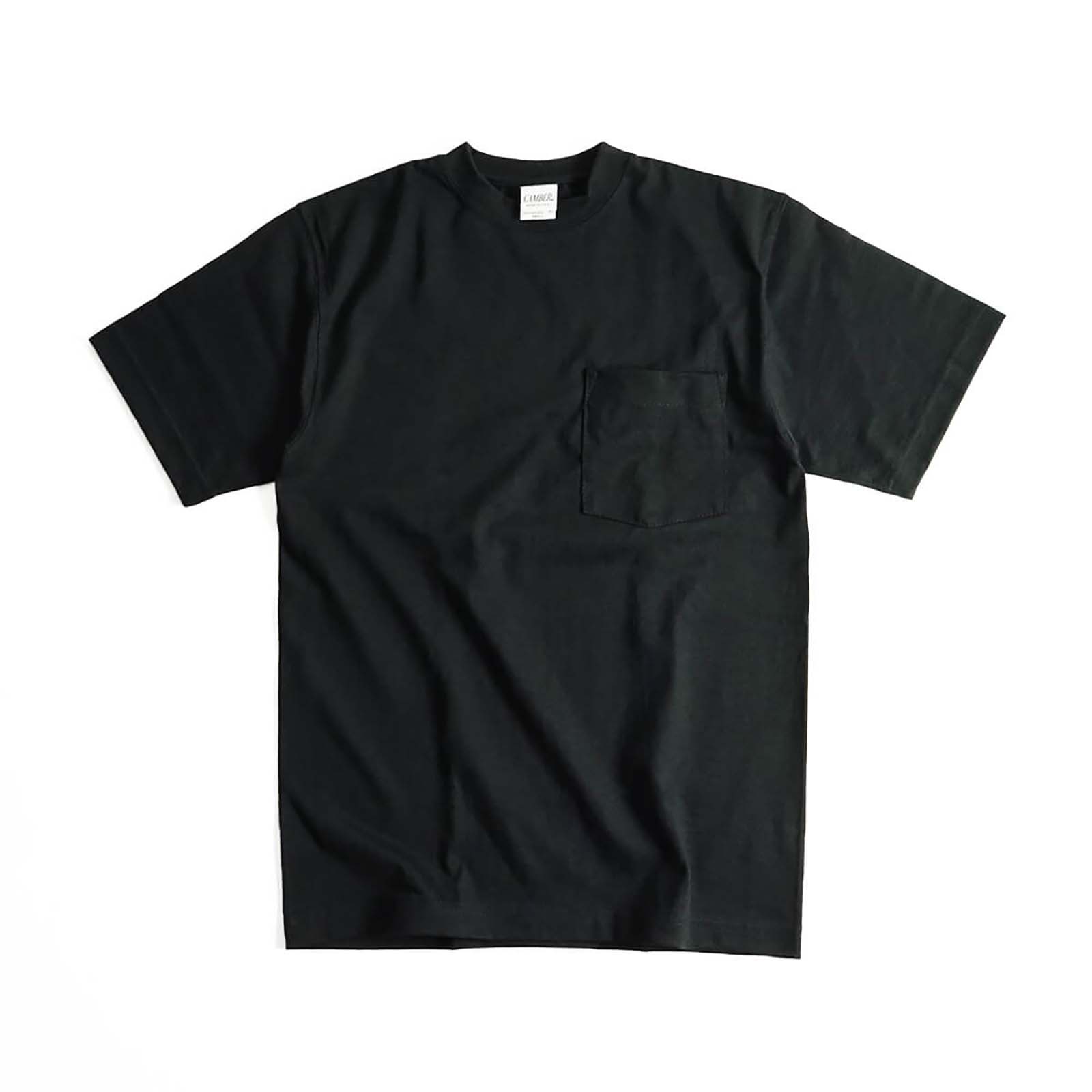 キャンバーCAMBER302マックスウェイト半袖ポケットTシャツ無地半袖厚手クルーネックMADEINUSA｜メンズアメリカ製米国製ポケTサイズSMLXL8オンス綿コットン100％ホワイト白ブラック黒