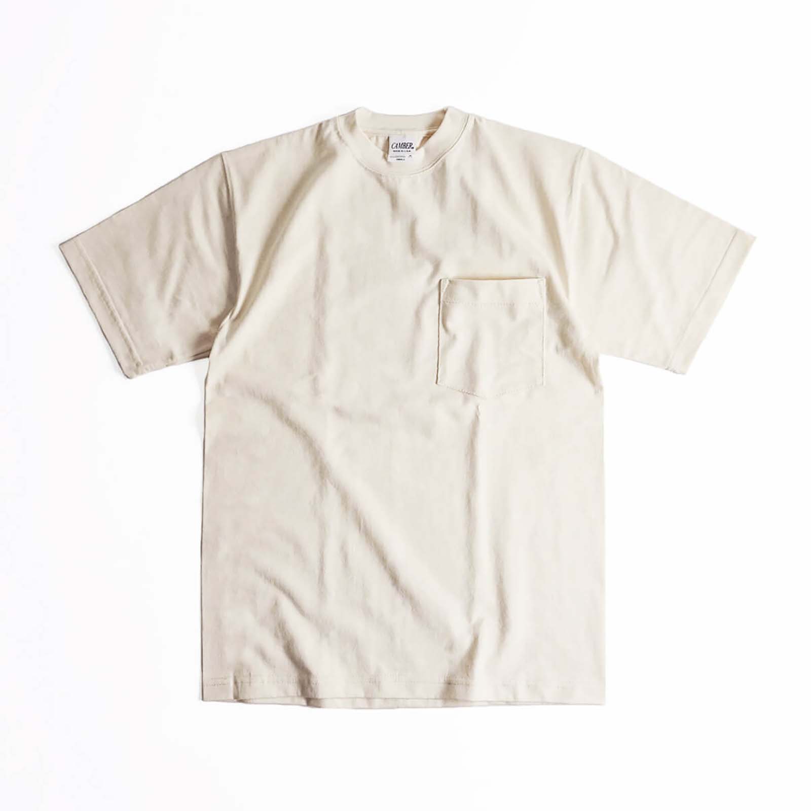 キャンバーCAMBER302マックスウェイト半袖ポケットTシャツ無地半袖厚手クルーネックMADEINUSA｜メンズアメリカ製米国製ポケTサイズSMLXL8オンス綿コットン100％ホワイト白ブラック黒
