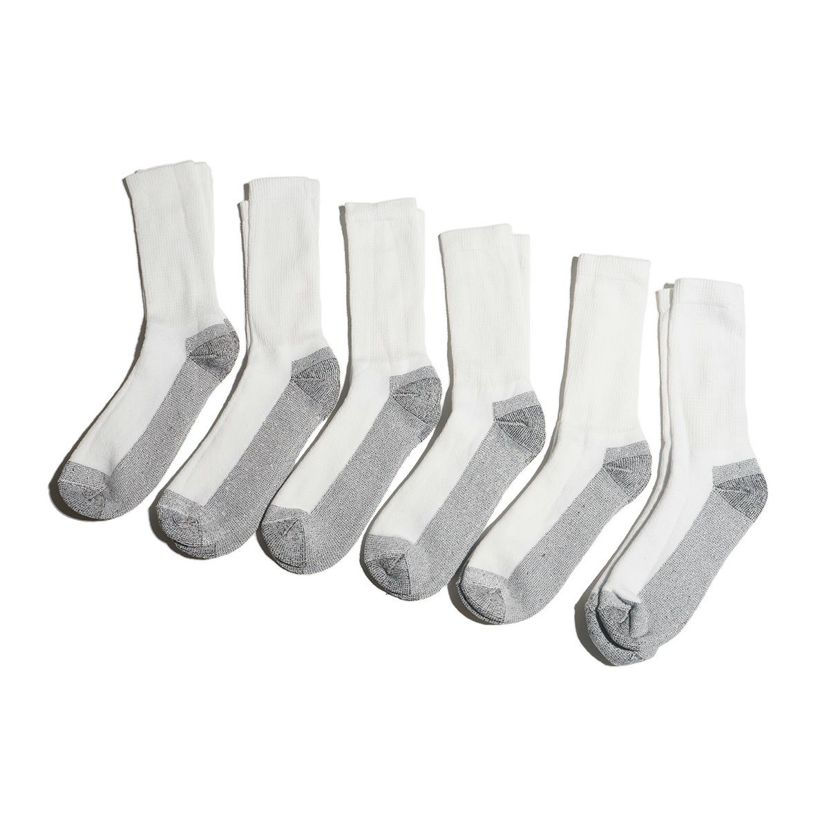 フルーツオブザルームFRUITOFTHELOOM6パッククッションクルーソックスホワイト