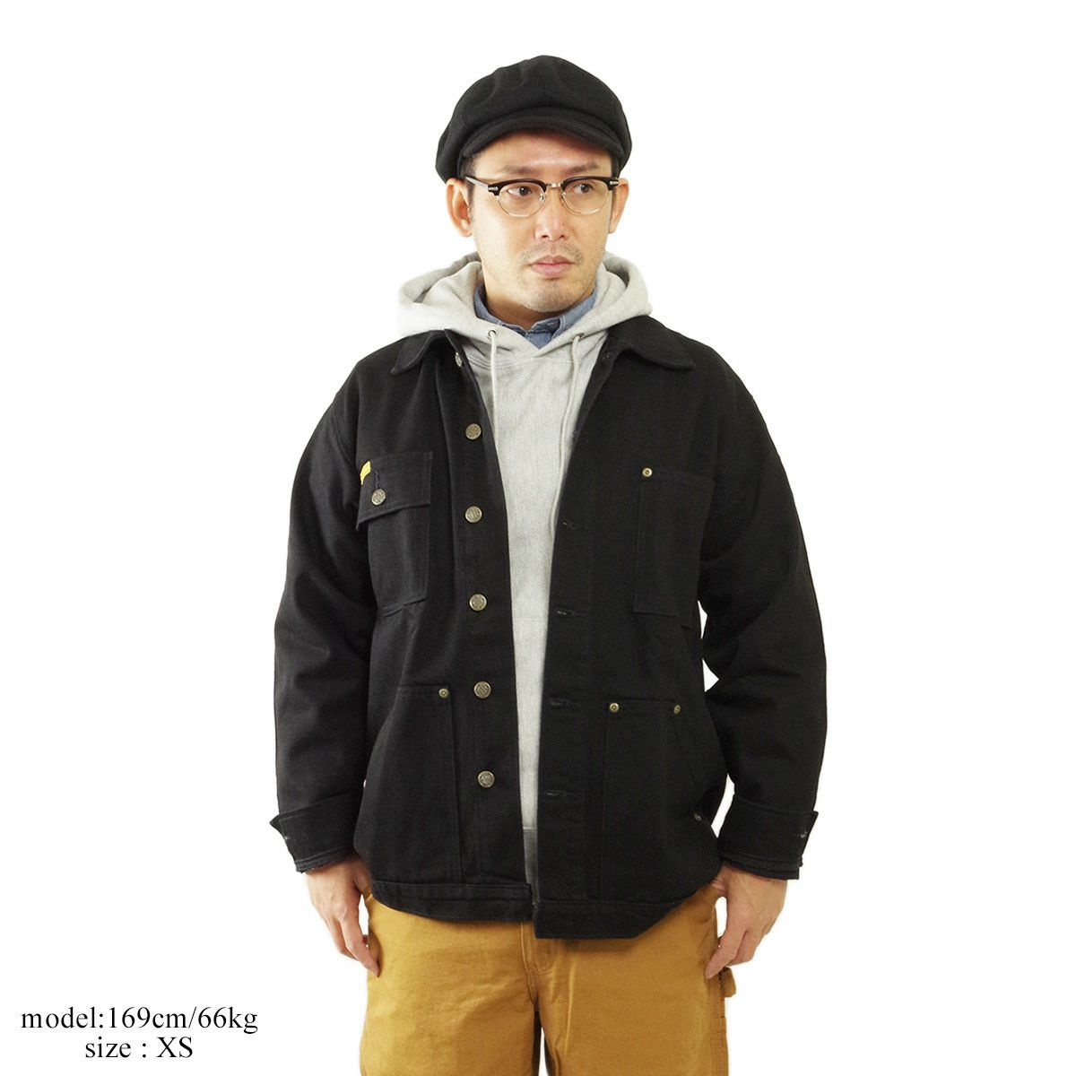 プリズンブルースPRISONBLUESデニムヤードコート別注リンスドブラック