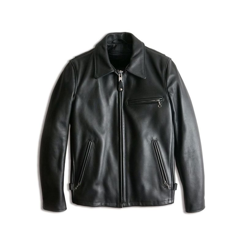 ショット SCHOTT 643 当店別注 襟付き シングルライダース ブラック 
