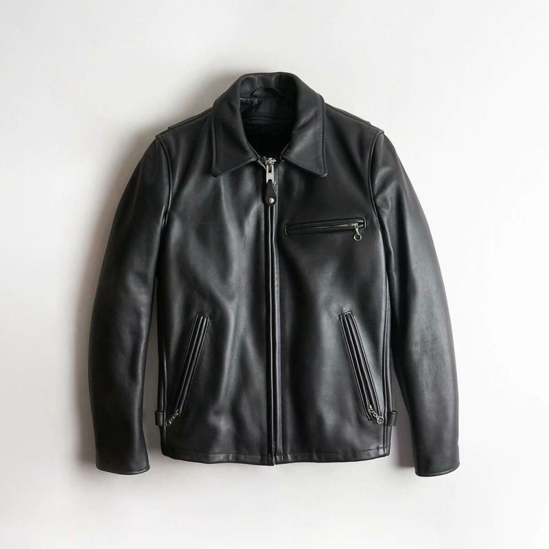 ショット SCHOTT 643 当店別注 襟付き シングルライダース ブラック 