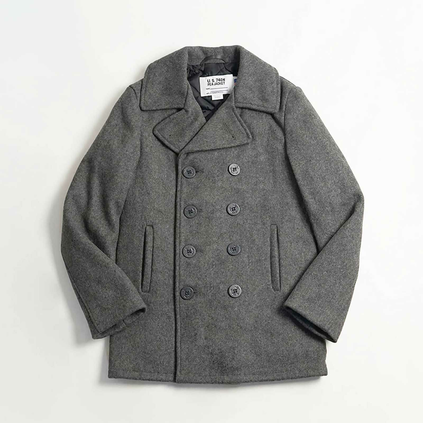 ショットSCHOTT740メンズウールダブルピーコートBIGSIZE(父の日大きいサイズアメリカ製米国製防寒PEA-COATPコート男性）