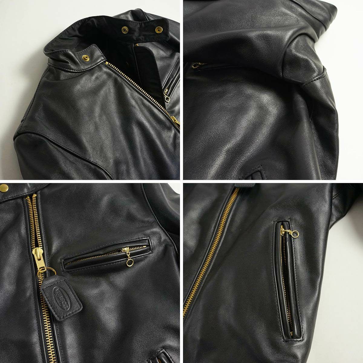 バンソンVANSONMODELBシングルライダースブラック(アメリカ製米国製スタンドカラーレザージャケット革ジャン）