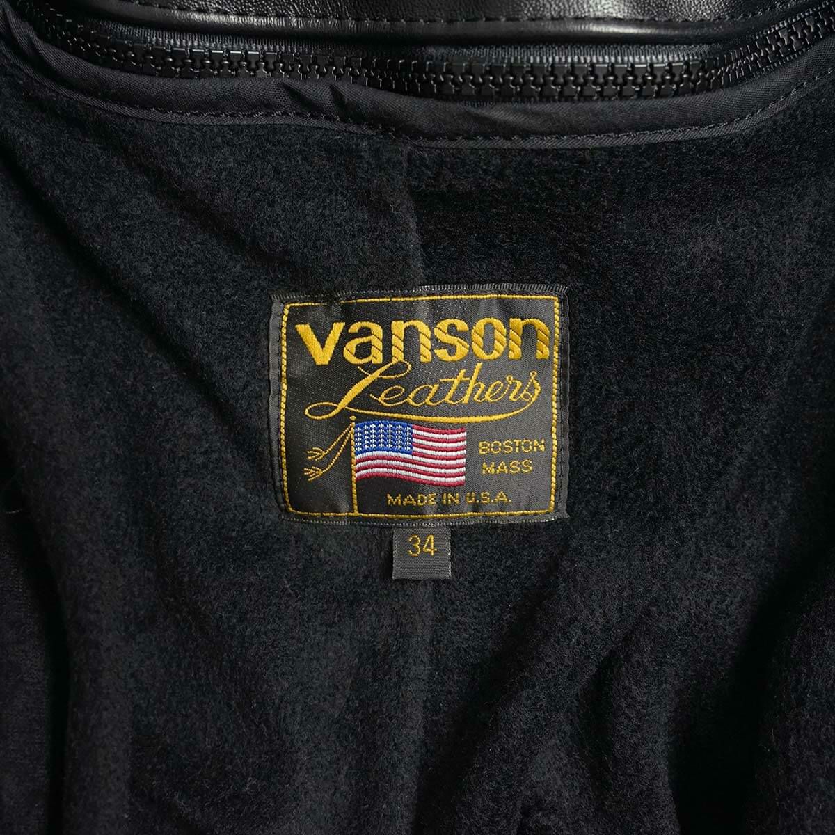 バンソンVANSONMODELBシングルライダースブラック(アメリカ製米国製スタンドカラーレザージャケット革ジャン）