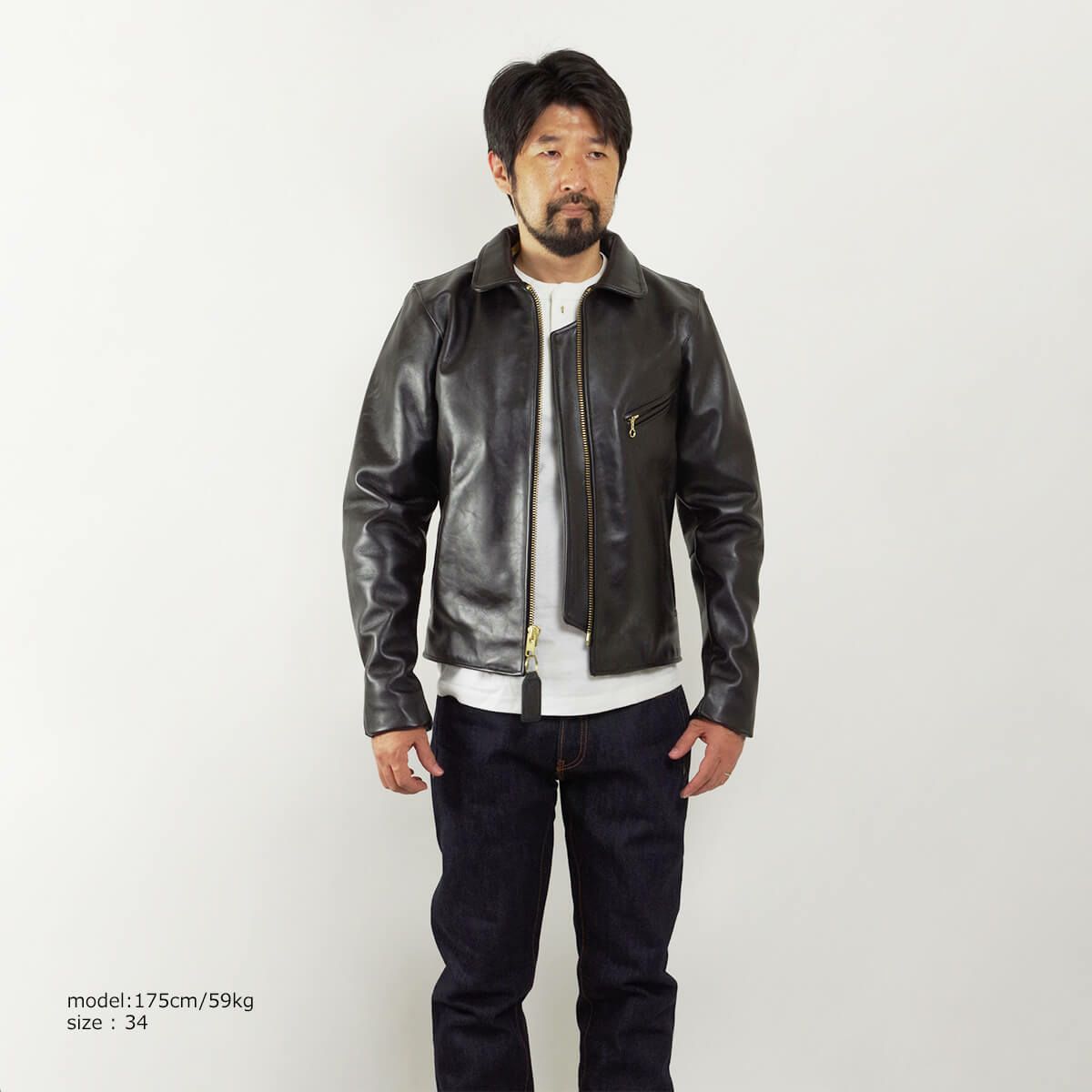 バンソンVANSONENFシングルライダースブラック｜シングルライダースメンズアメリカ製MADEINUSAエンフィールド襟付レザージャケットアウター革ジャン牛革本革カウハイド内ポケット定番黒サイズ32-46