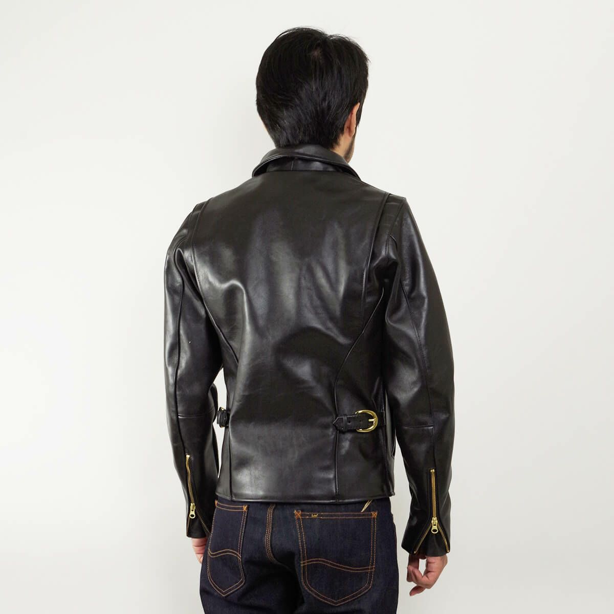 バンソンVANSONENFシングルライダースブラック｜シングルライダースメンズアメリカ製MADEINUSAエンフィールド襟付レザージャケットアウター革ジャン牛革本革カウハイド内ポケット定番黒サイズ32-46