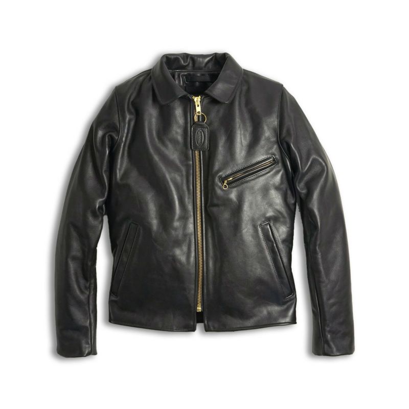バンソンVANSONENFシングルライダースブラック｜シングルライダースメンズアメリカ製MADEINUSAエンフィールド襟付レザージャケットアウター革ジャン牛革本革カウハイド内ポケット定番黒サイズ32-46