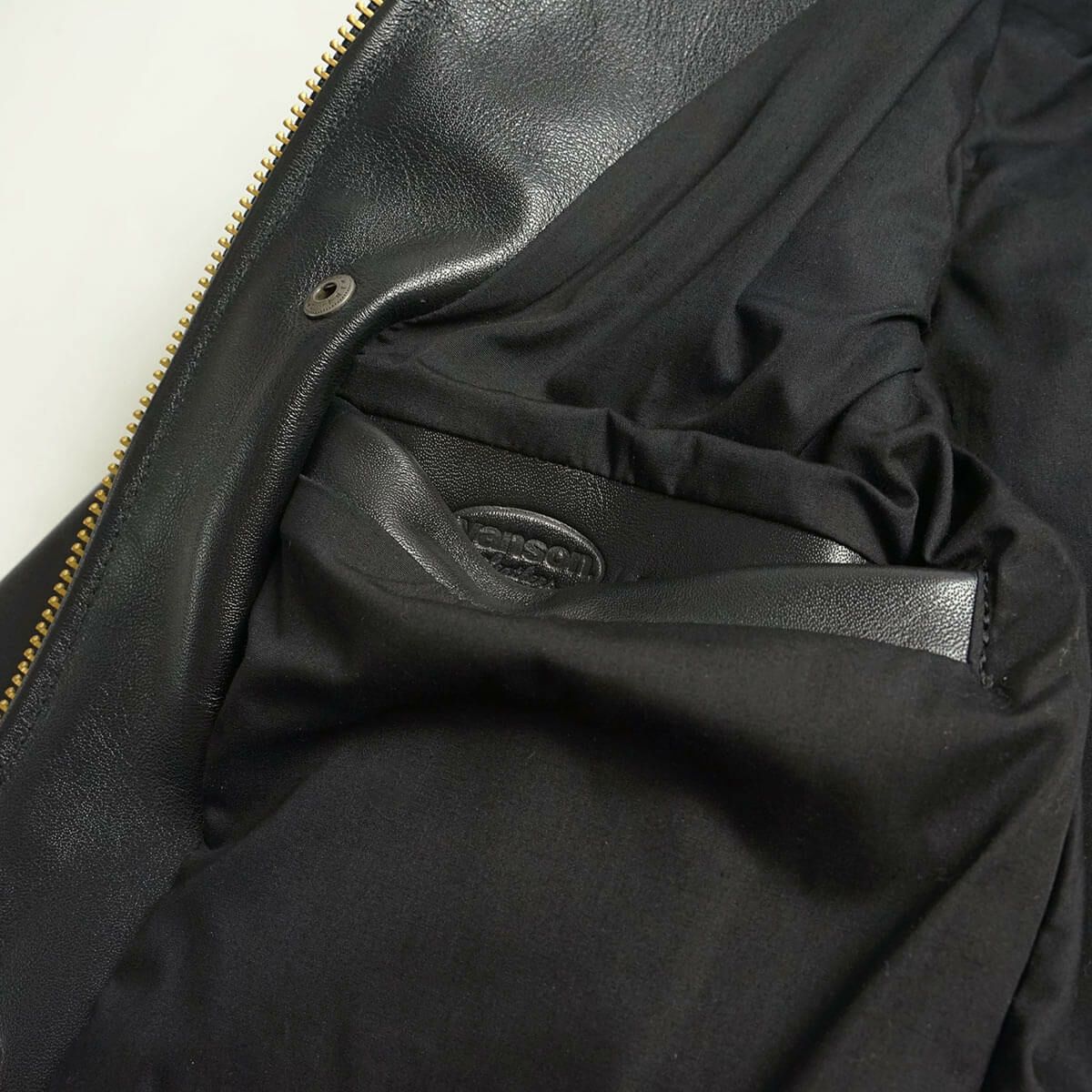 バンソンVANSONENFシングルライダースブラック(アメリカ製米国製エンフィールド襟付レザージャケット革ジャン）