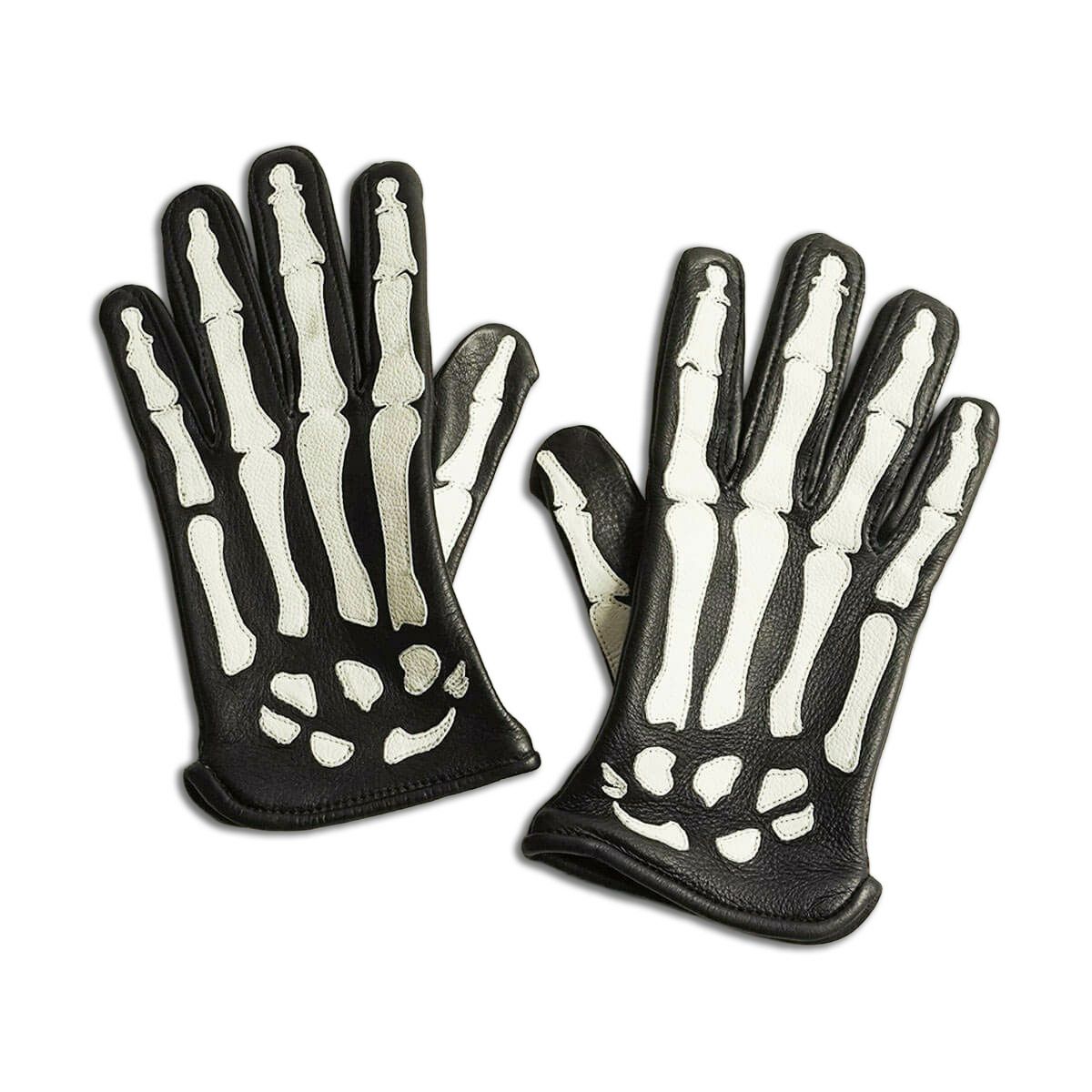 バンソンVANSONレザーグローブローパーXレイボーンズブラック/ホワイトMADEINUSA(RoperWithX-rayBones手袋）