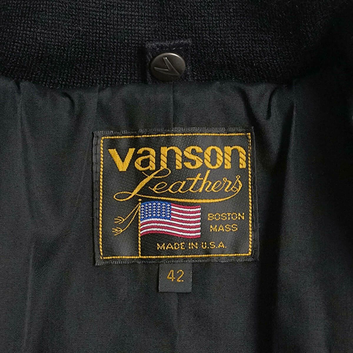 バンソンVANSONTJチームジャケットブラック(アメリカ製米国製レザージャケットスタジャン革ジャン）