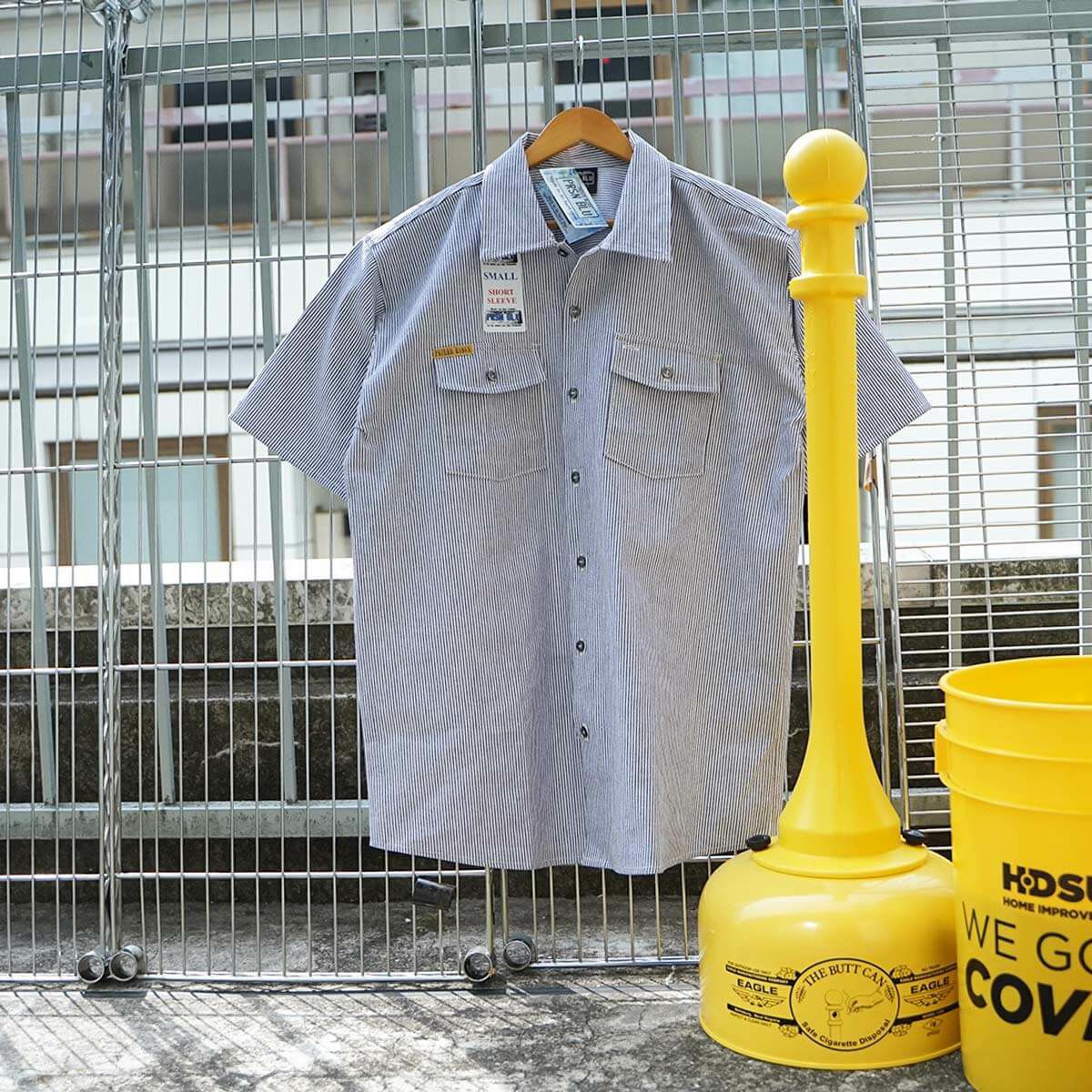 プリズンブルースPRISONBLUES半袖8オンスヒッコリーストライプワークシャツ