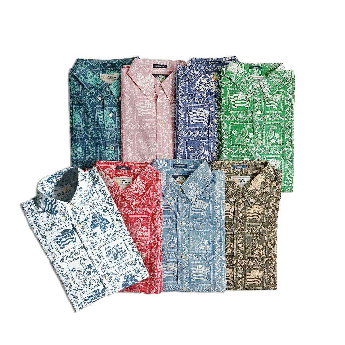 レインスプーナーREYNSPOONER半袖アロハシャツフルオープンラハイナセイラー(父の日アジア製LAHAINASAILOR）