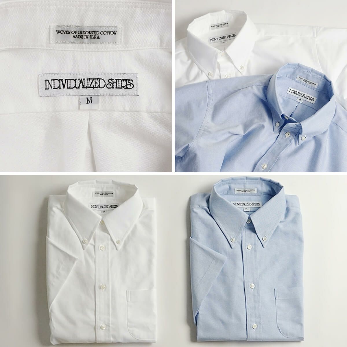 インディビジュアライズドシャツINDIVIDUALIZEDSHIRTS半袖ボタンダウンシャツケンブリッジオックスフォード(アメリカ製前開きフルボタン）