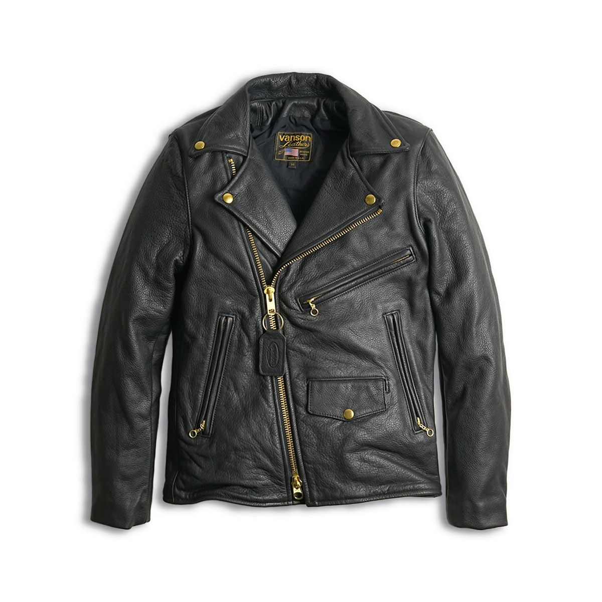 バンソンVANSONC2Rダブルライダースソフトカウレザースキニアーフィット｜メンズライダースレザージャケットアメリカ製革ジャンスリムタイトサテン裏地本革牛革MADEINUSAサイズ34-46アウターブランド