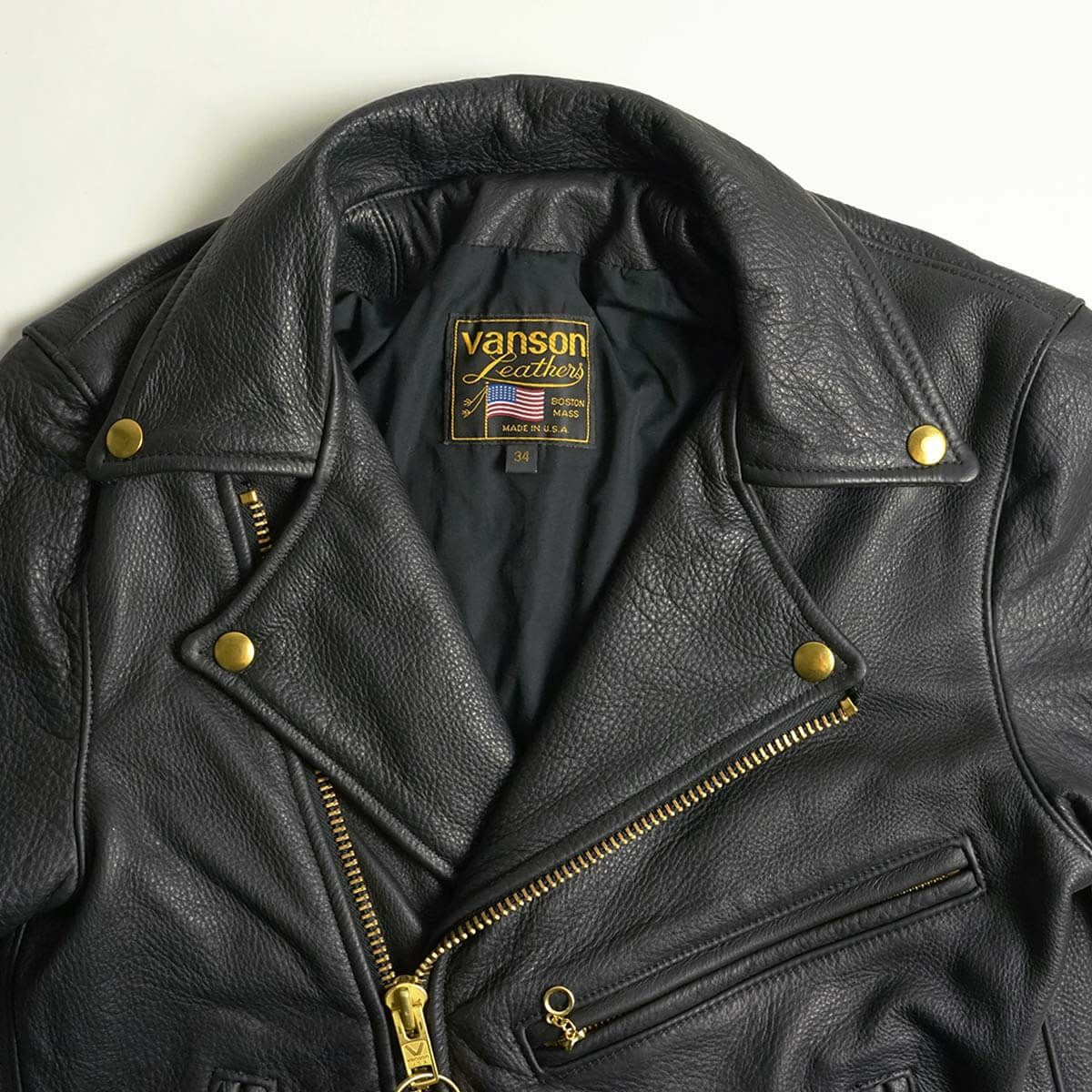 バンソンVANSONC2Rダブルライダースソフトカウレザースキニアーフィット｜メンズライダースレザージャケットアメリカ製革ジャンスリムタイトサテン裏地本革牛革MADEINUSAサイズ34-46アウターブランド