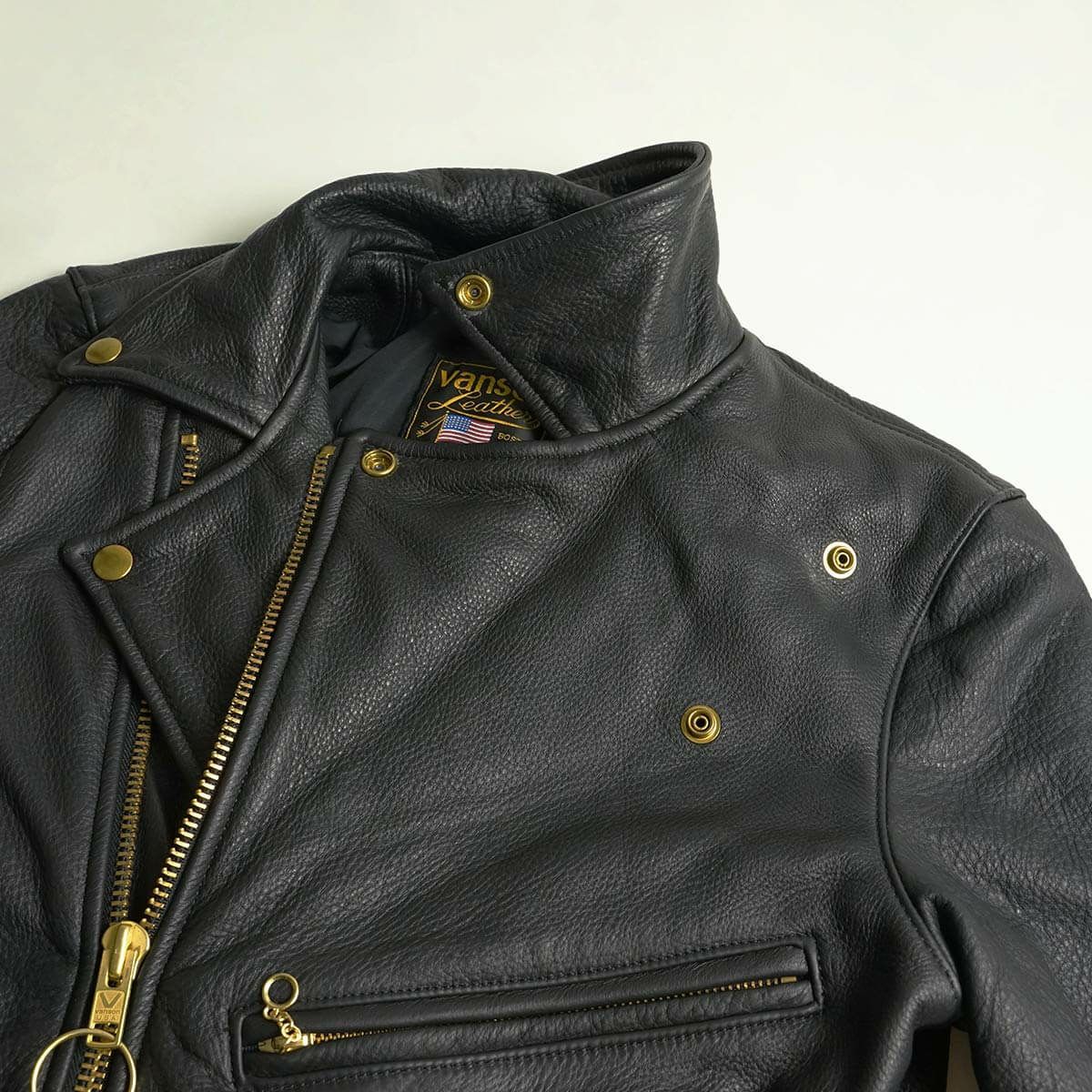 バンソンVANSONC2Rダブルライダースソフトカウレザースキニアーフィット｜メンズライダースレザージャケットアメリカ製革ジャンスリムタイトサテン裏地本革牛革MADEINUSAサイズ34-46アウターブランド