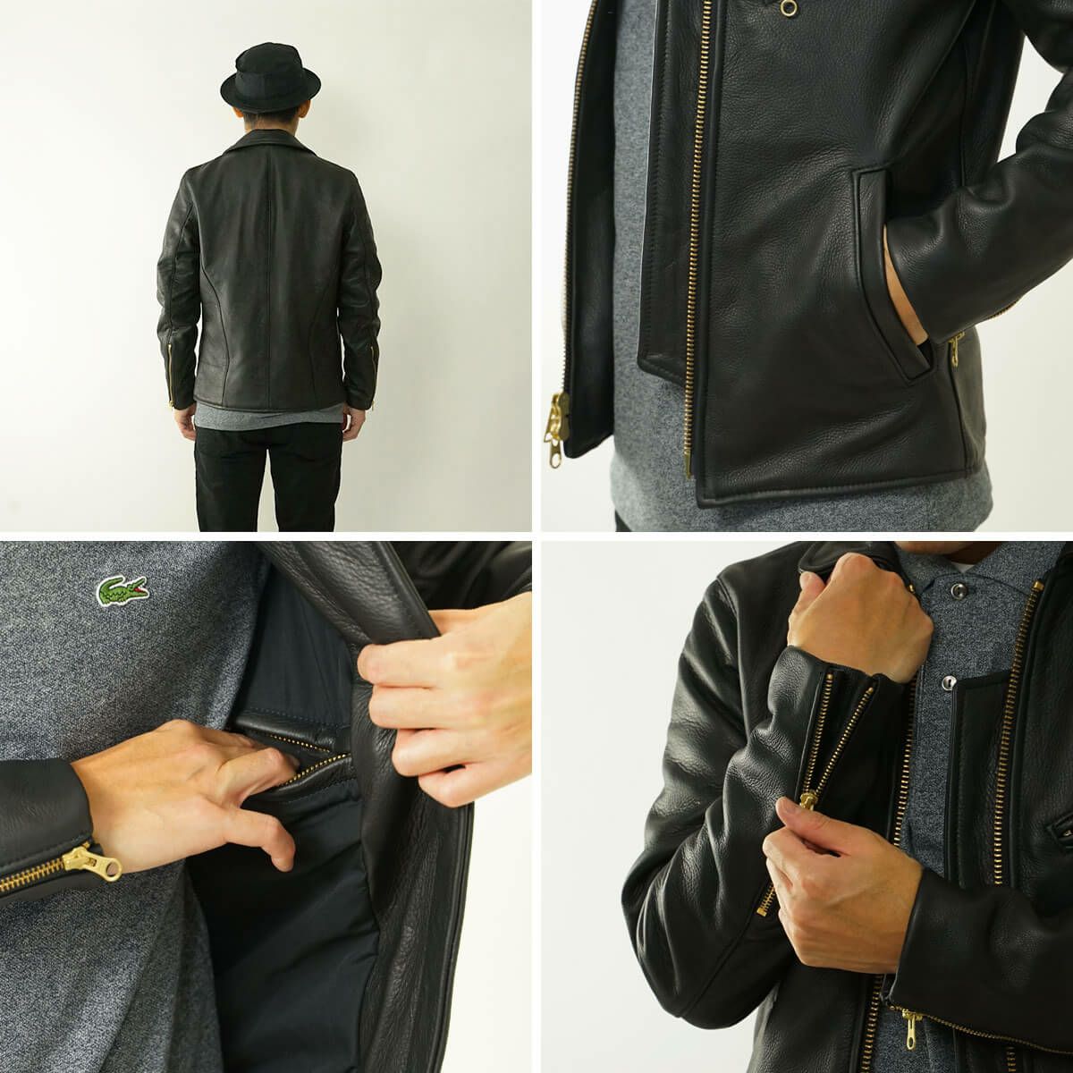 バンソンVANSONエンフィールド襟付きシングルライダースソフトカウレザースキニアーフィット(メンズアメリカ製ENFIELDレザージャケット革ジャン）