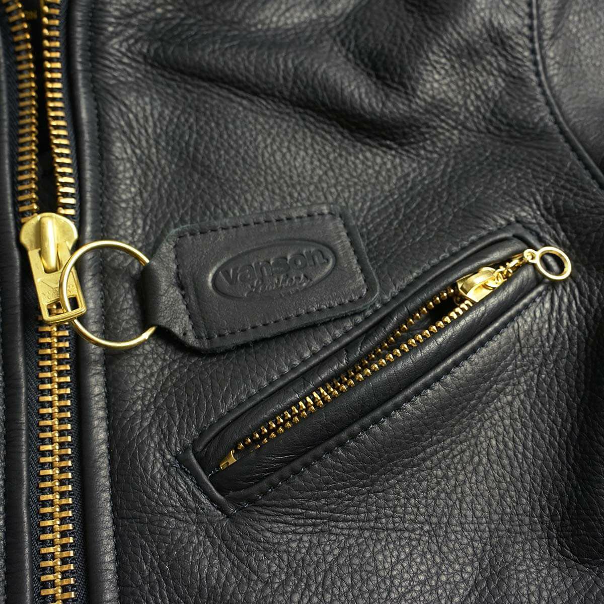 バンソンVANSONエンフィールド襟付きシングルライダースソフトカウレザースキニアーフィット(メンズアメリカ製ENFIELDレザージャケット革ジャン）