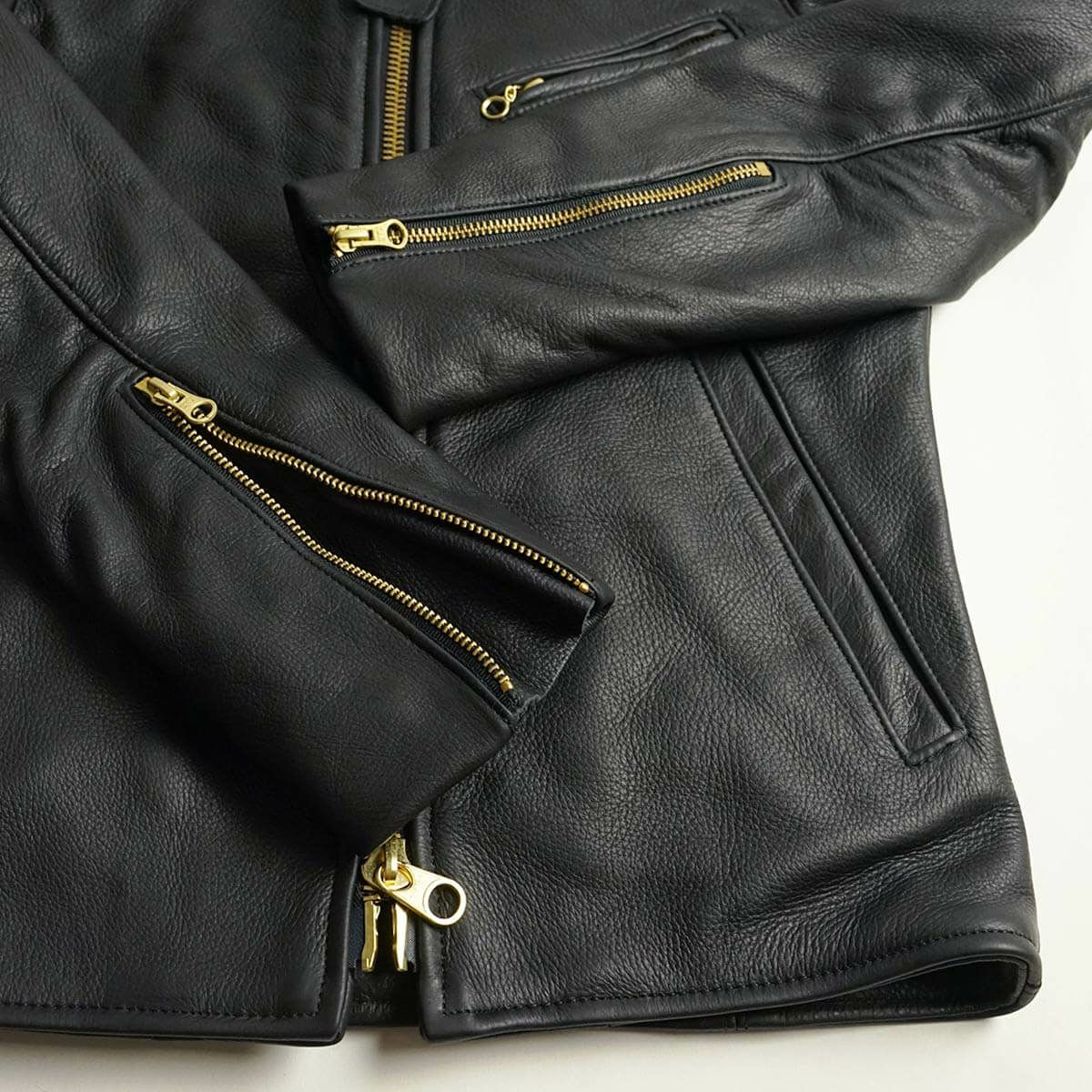 バンソンVANSONエンフィールド襟付きシングルライダースソフトカウレザースキニアーフィット(メンズアメリカ製ENFIELDレザージャケット革ジャン）