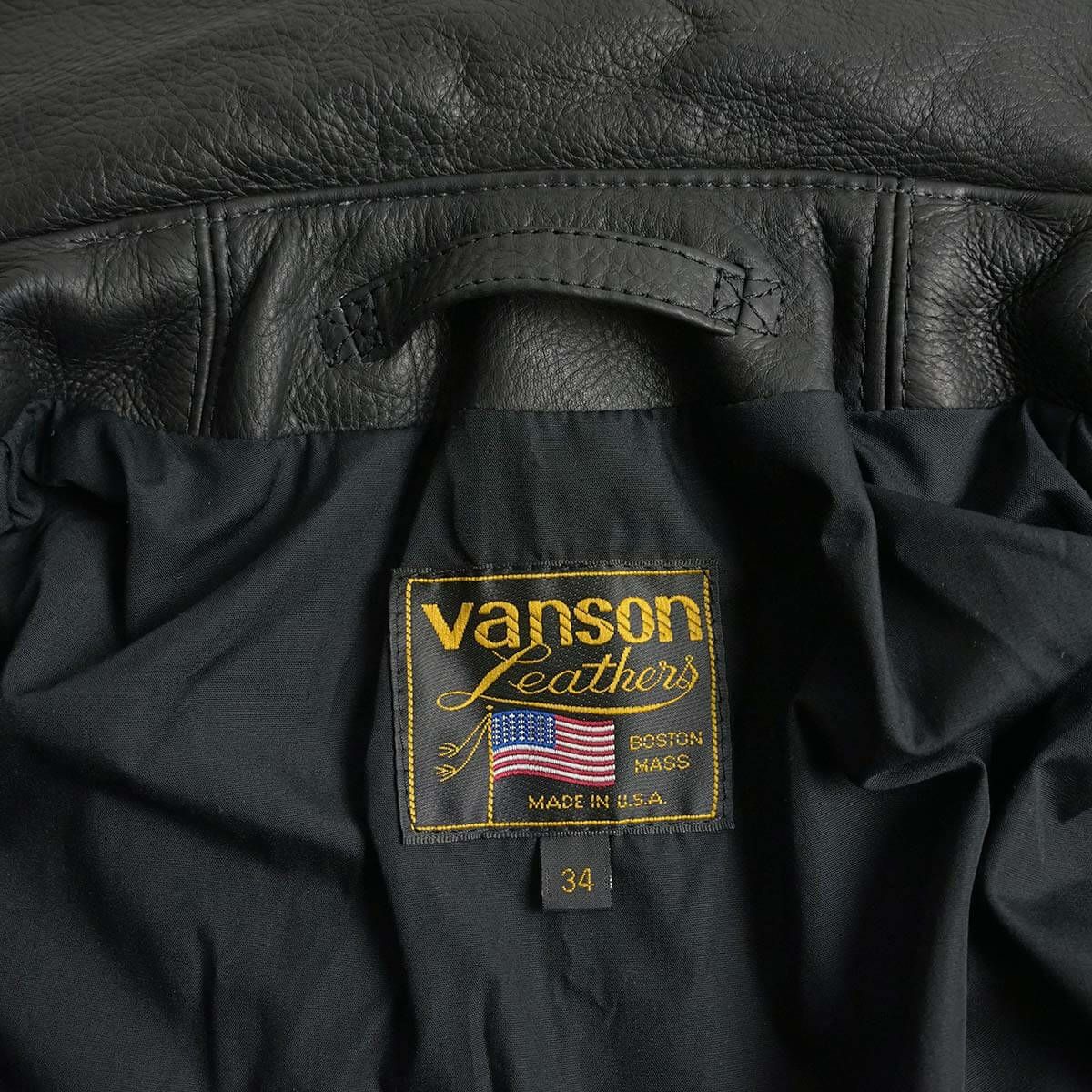 バンソンVANSONエンフィールド襟付きシングルライダースソフトカウレザースキニアーフィット(メンズアメリカ製ENFIELDレザージャケット革ジャン）