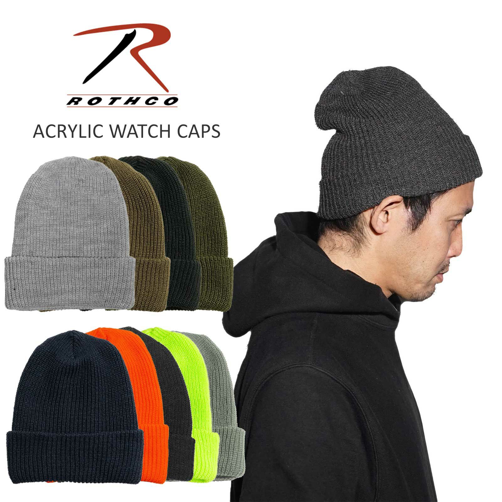 ロスコROTHCOアクリルワッチキャップ(5438メンズレディースユニセックスフリーサイズビーニーニットキャップニット帽帽子ロールアップショート）