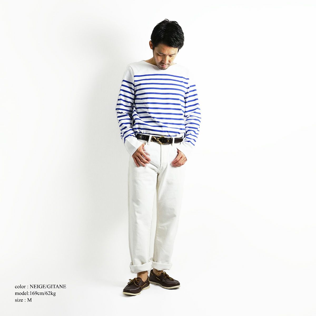 セントジェームスSAINTJAMESバスクシャツナバル（NAVALナヴァル肩抜きボーダーボートネックフランス製）