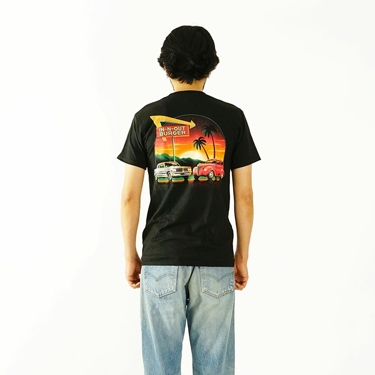 インアンドアウトバーガー半袖Tシャツ2021アフレッシュニューイヤーブラック