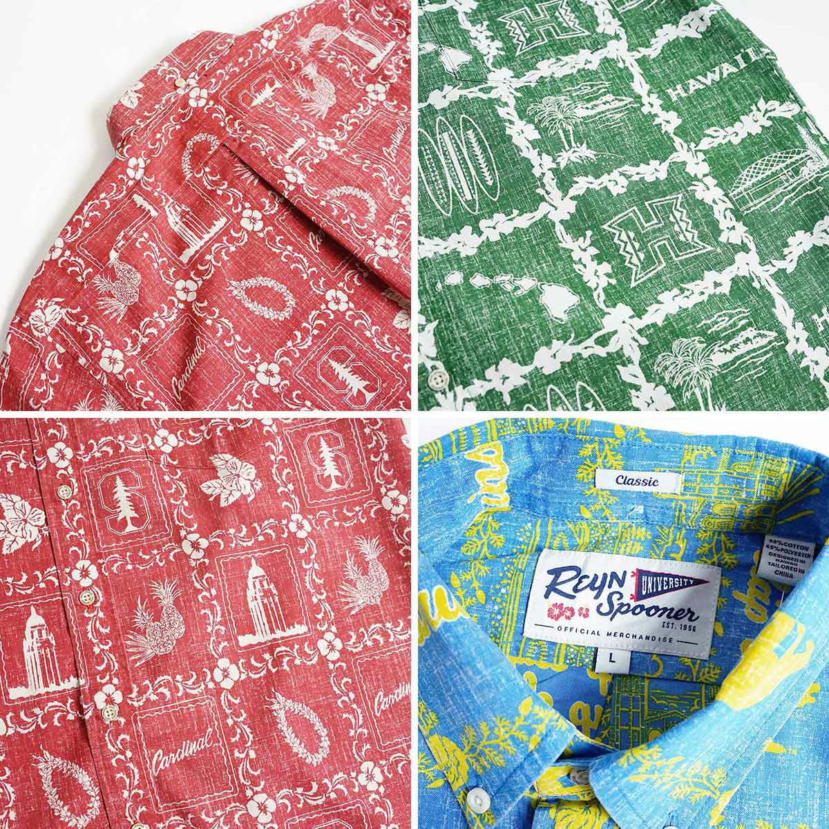 レインスプーナーREYNSPOONER半袖アロハシャツフルオープンユニバーシティーコレクション(L-XXL限定柄スプーナークロス）