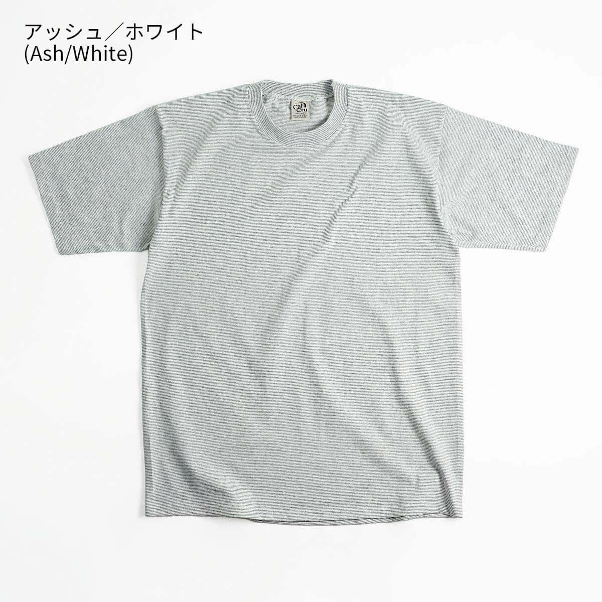 カルクルーCalCru1/16インチマイクロストライプ半袖Tシャツ(メンズアメリカ製米国製マイクロボーダーナローボーダーボーダーT）