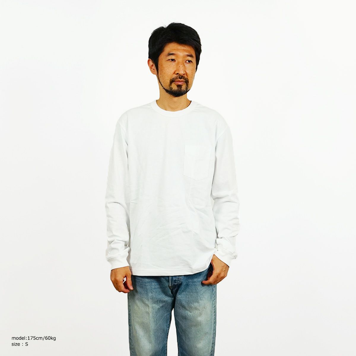 ベイサイドBAYSIDEJalana別注7オンス長袖バインダーネックポケットTシャツユニオンメイド