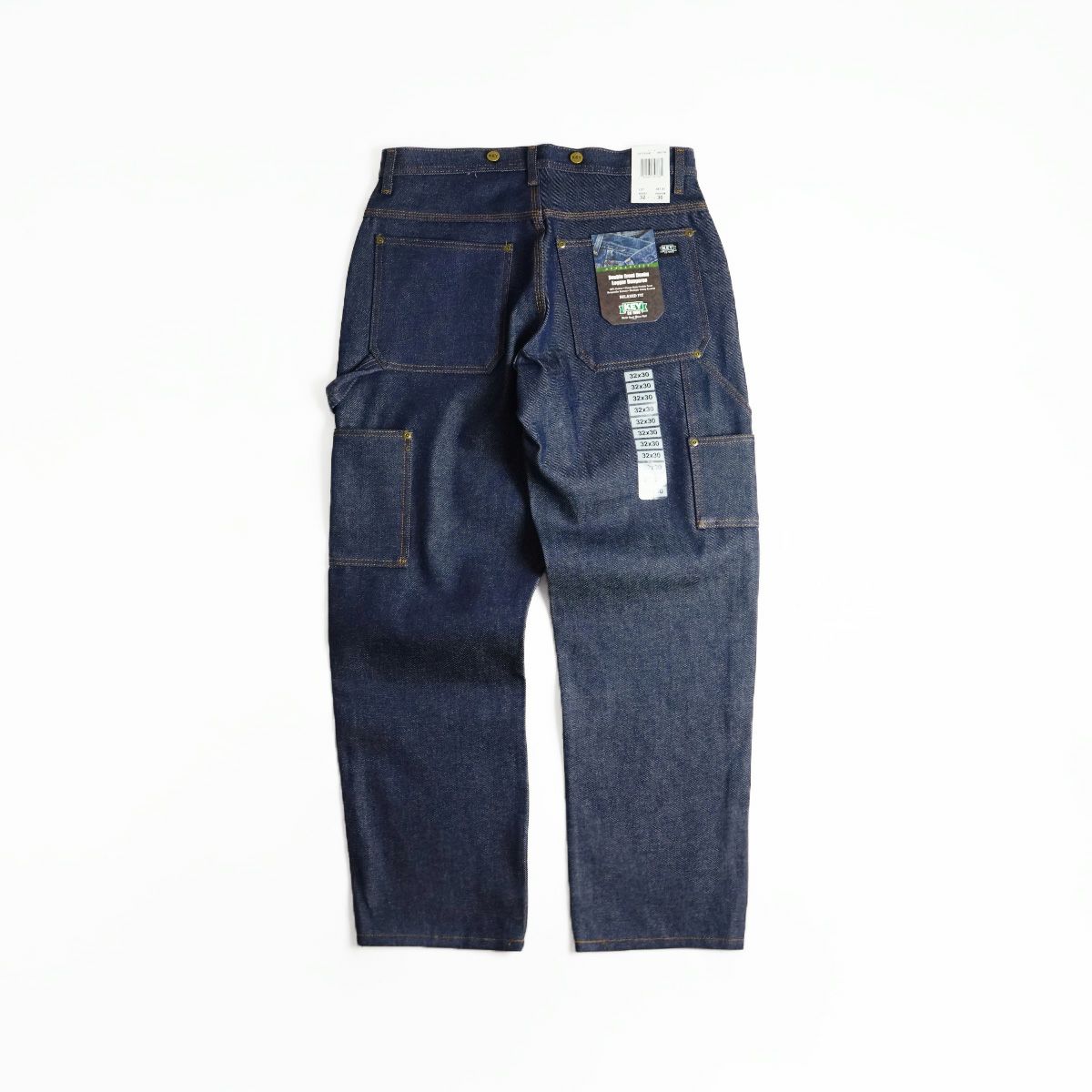 キーKEYダブルフロントデニムロガーダンガリーパンツ