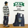 キーKEYデニムロガーダンガリーパンツ（446-41メンズ30-46ペインターパンツカーペンターパンツ生デニム14オンス）