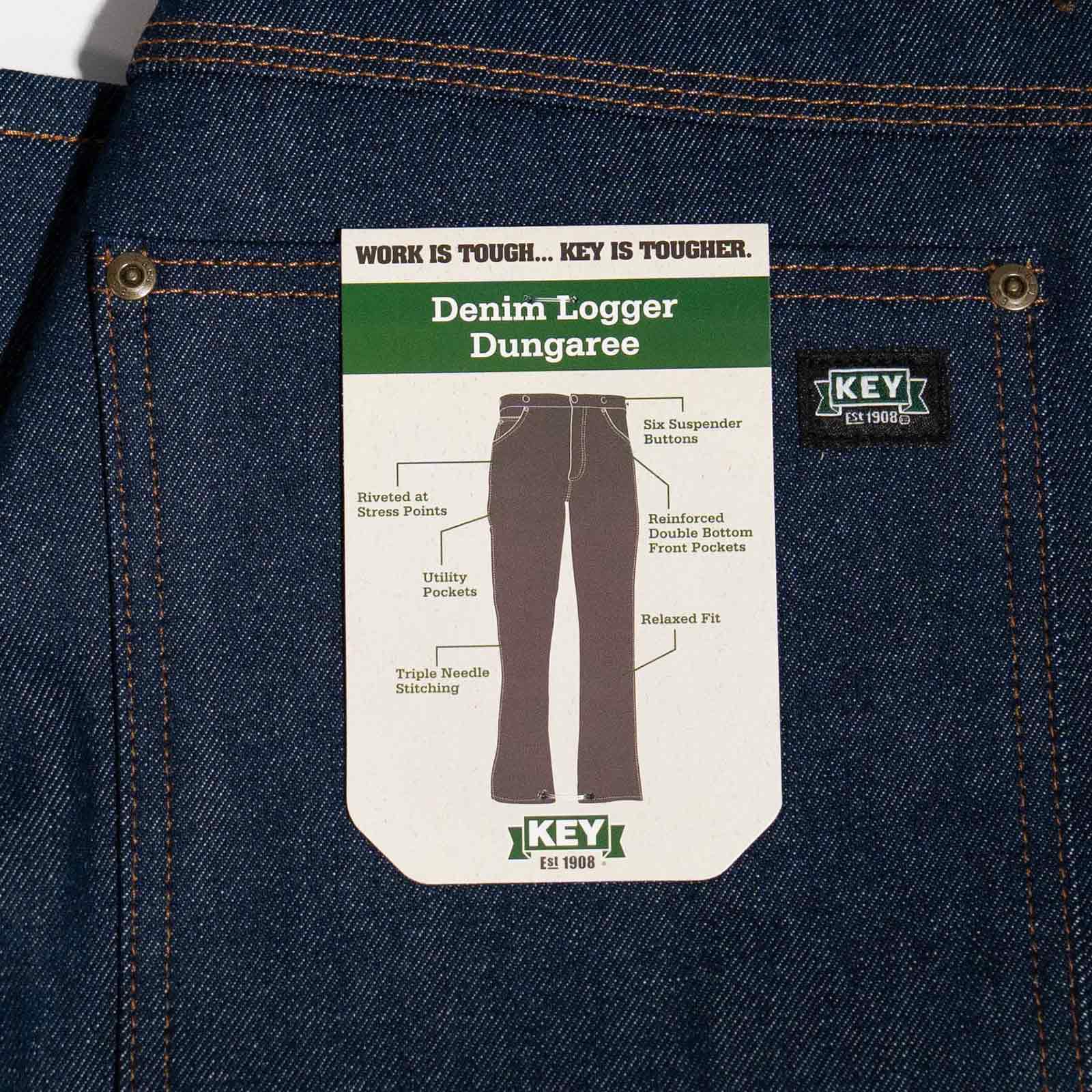 キーKEYデニムロガーダンガリーパンツ