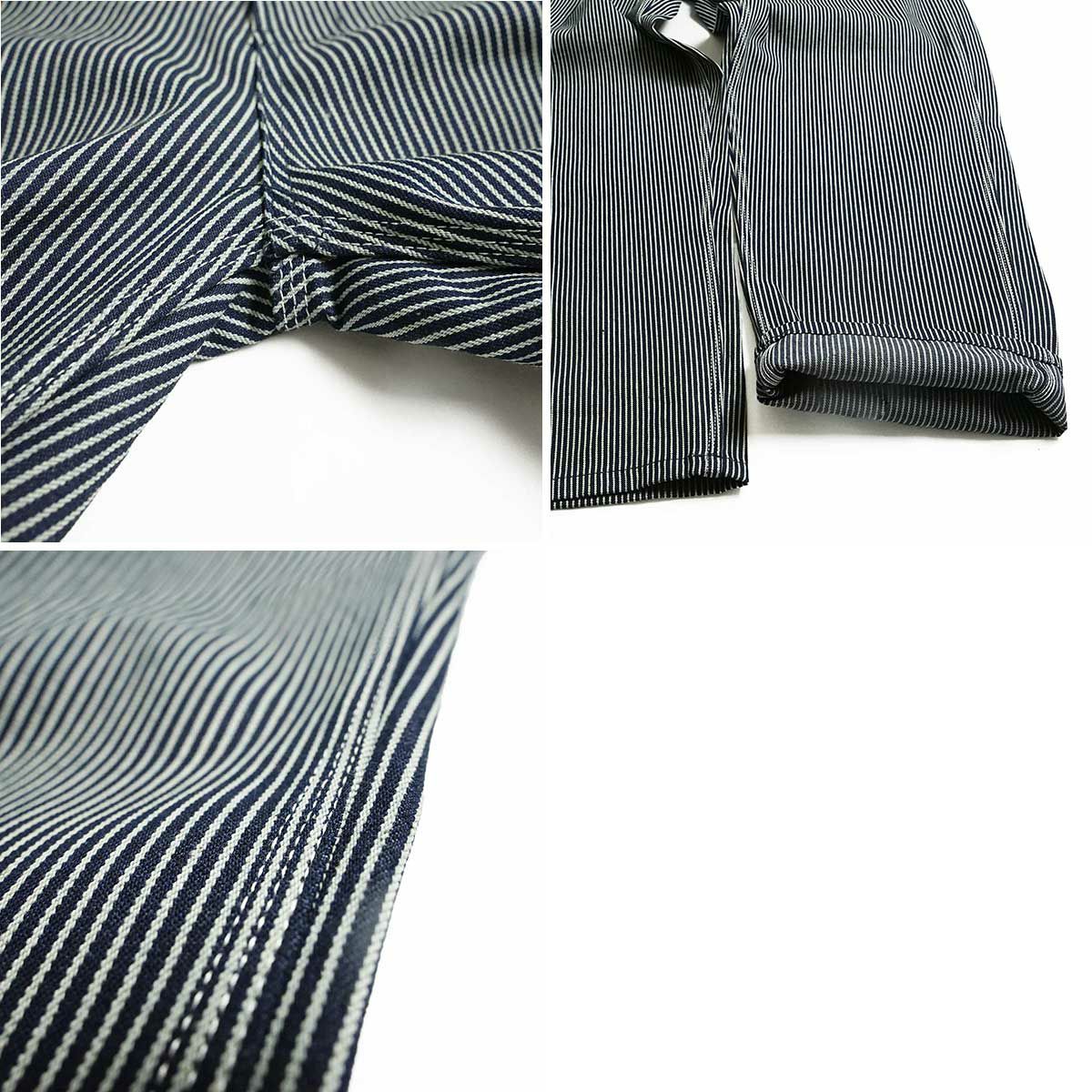 キーKEYヒッコリーストライプビブオーバーオール（273-47メンズ30-46インチ作業服作業着つなぎ12オンス）