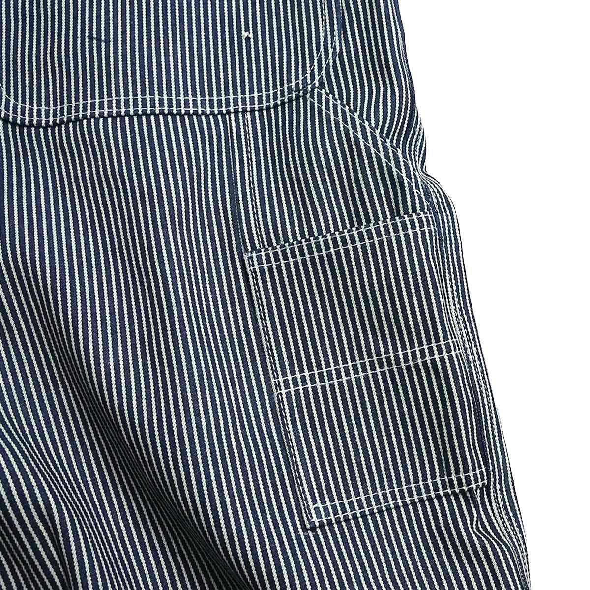 キーKEYヒッコリーストライプビブオーバーオール（273-47メンズ30-46インチ作業服作業着つなぎ12オンス）