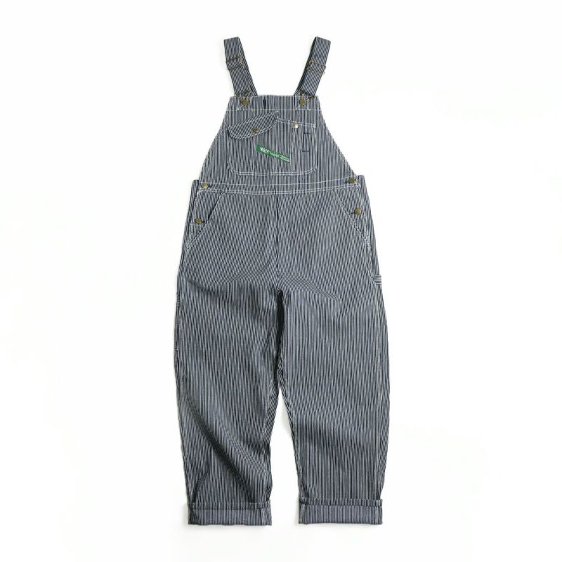 キーKEYヒッコリーストライプビブオーバーオール（273-47メンズ30-46インチ作業服作業着つなぎ12オンス）