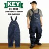 キーKEYデニムビブオーバーオール（273-41メンズ30-46インチ作業服作業着つなぎ12オンス）