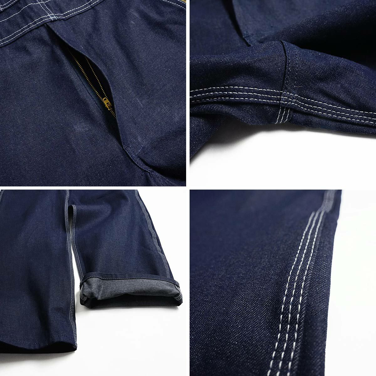 キーKEYデニムビブオーバーオール（273-41メンズ30-46インチ作業服作業着つなぎ12オンス）