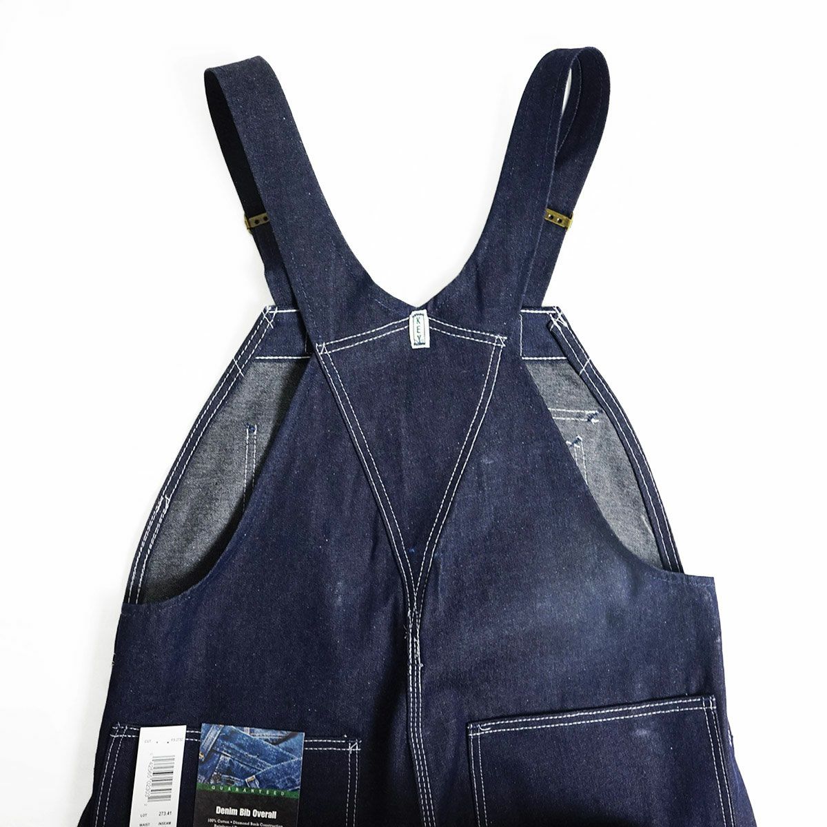 キーKEYデニムビブオーバーオール（273-41メンズ30-46インチ作業服作業着つなぎ12オンス）