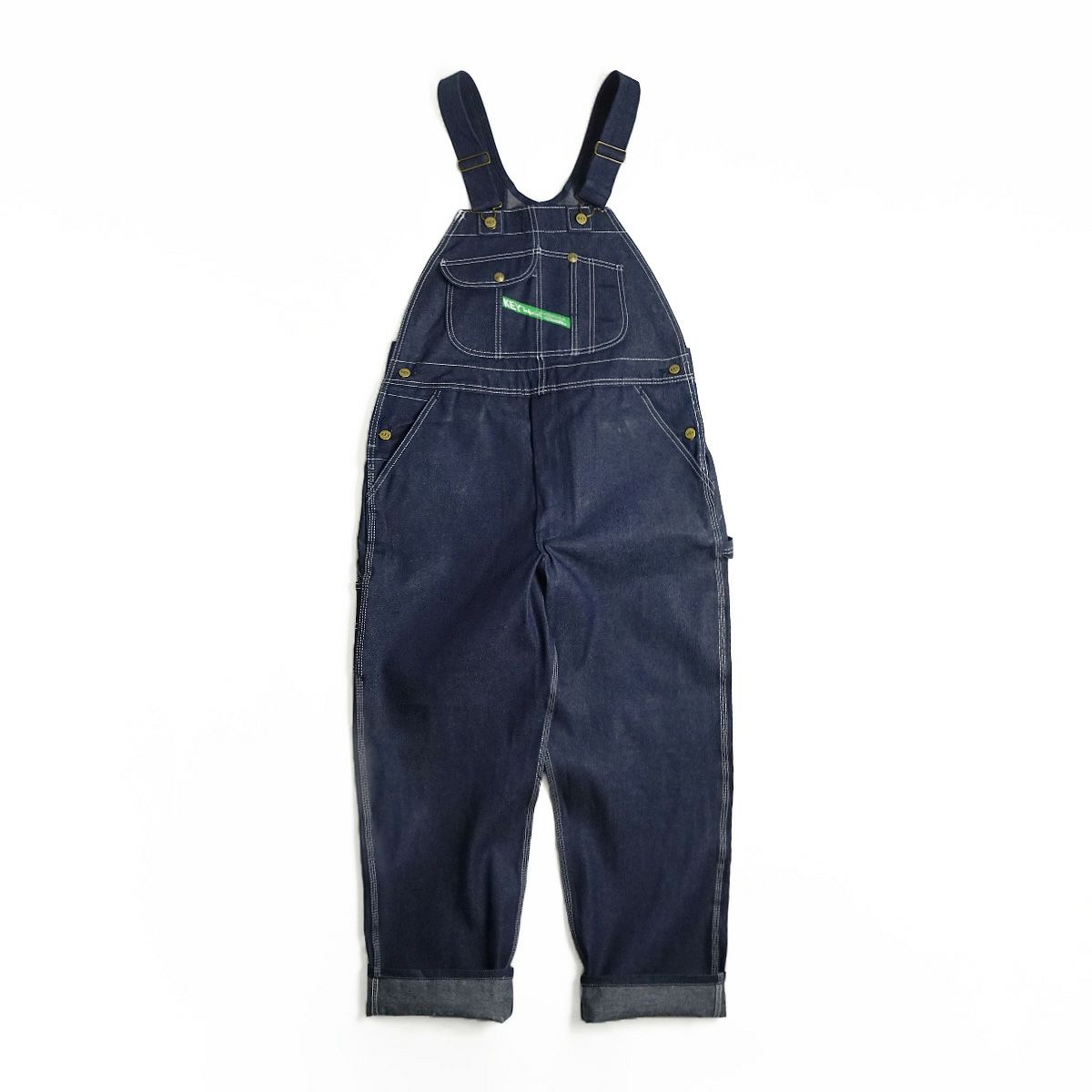 キーKEYデニムビブオーバーオール（273-41メンズ30-46インチ作業服作業着つなぎ12オンス）