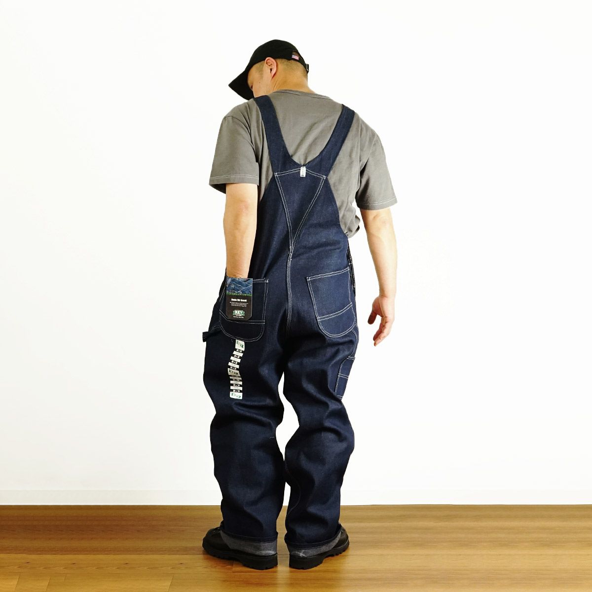 キーKEYデニムビブオーバーオール（273-41メンズ30-46インチ作業服作業着つなぎ12オンス）