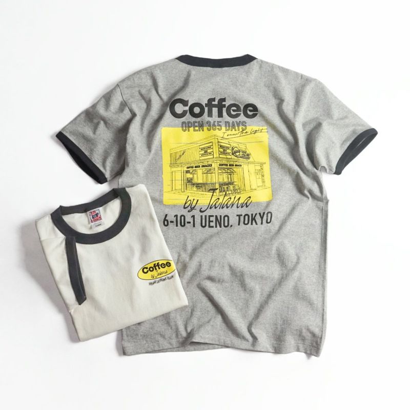 ウエノレジャークラブUENOLEISURECLUBCoffeebyJalanachariT半袖リンガーTシャツ（メンズレディースユニセックスS-XXL)